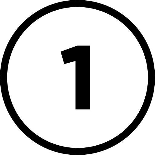 Black circle with the number one inside.