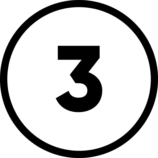 Black circle with number three inside.